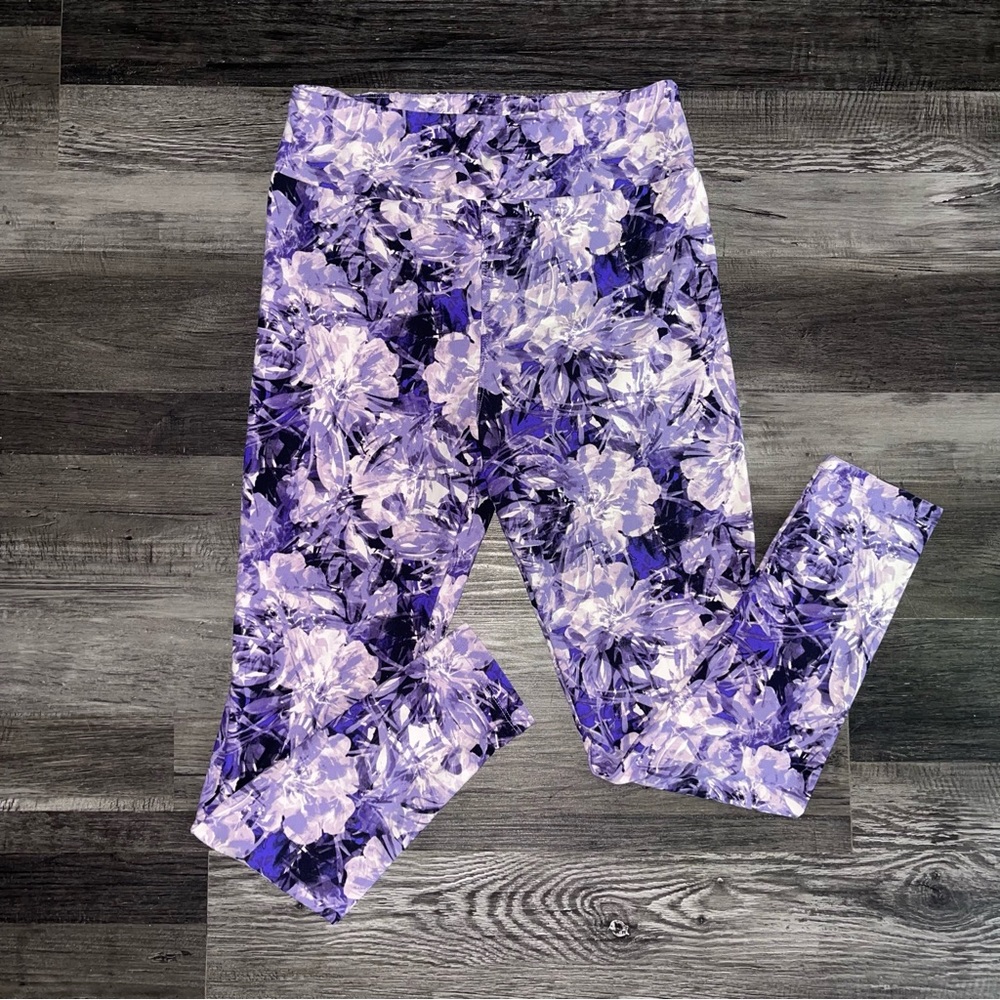 LulaRoe OS purple floral leggings